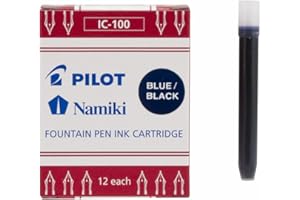 PILOT Namiki IC100 Fountain Pen Ink Cartridges, Blue/Black, 12-Pack (69102)