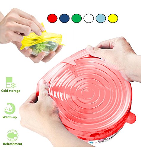 image for FabQuality BUNDLE 15PCS - 13pcs Silicone Stretch Lids and 2 BONUS, Var