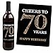 Adult 70th Birthday - Gold - Birthday Party Gift for Women and Men - Wine Bottle Label Stickers - Set of 4