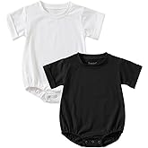Jimonda Baby Bubble Romper Boy Girl Solid Color T-Shirt Outfits Short Sleeve Bodysuit Organic Cotton 2Pcs