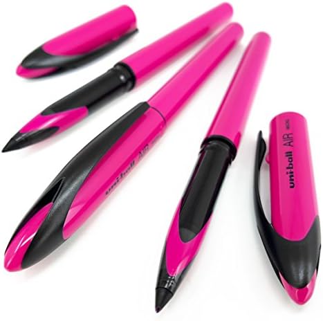 Uni-Ball AIR Micro - 0.5mm Fine Rollerball - Blue Ink - Pink Barrel - 6 Pack