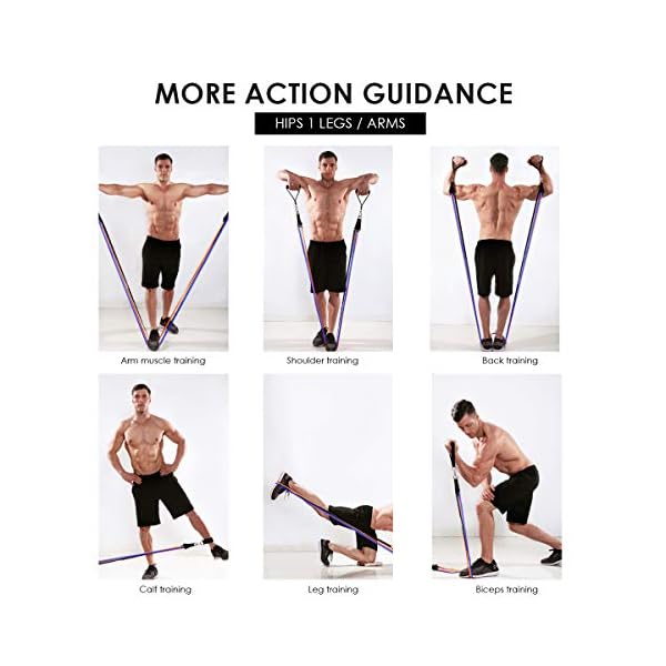 CLEEBORG Resistance Bands Set, Pull Rope Set Exercise Bands Set Men Home Workouts with Fitness Tubes, Foam Handles, Resistance Bands Exercise Elastic Pull Ropes for Indoor Strength Training(150LB)