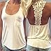 Orangesky Women Summer Vest Top Sleeveless Blouse Casual Tank Tops T-Shirt Lace (L, White)