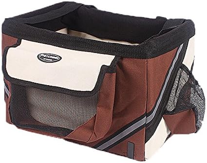 Quno Dog Carrier Bicycle Portable Box Basket Bike Bag Convenient Car Seat Pet Cat Puppy Small Pets Tote for Outdoor Travel Hiking Brown