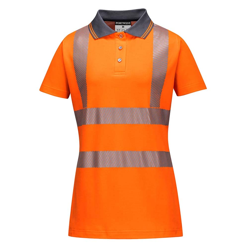 Portwest Ladies Pro Polo Shirt, Color: Orange, Size: Small, LW72ORRS