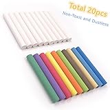 Chalkboard Chalk, Colored Dustless Chalk (10 Count Box) and Non-Toxic White Dustless Chalk (10 Count Box) Bundle for School, Art, Office, Home and Sidewalk by E-Conoro