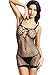 Amoretu Womens Straps Lingerie Hollow Out Mini Dress Stretchy Chemise Black
