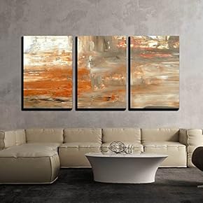 3 Piece Canvas Wall Art - Brown and Beige Abstract Art Painting - Modern Home Art Stretched and Framed Ready to Hang - 16"x24"x3 Panels