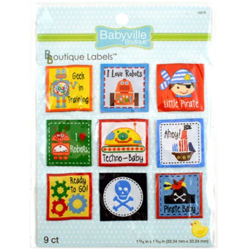 Babyville Boutique 9 Count Labels, Little Pirates and Robots Design