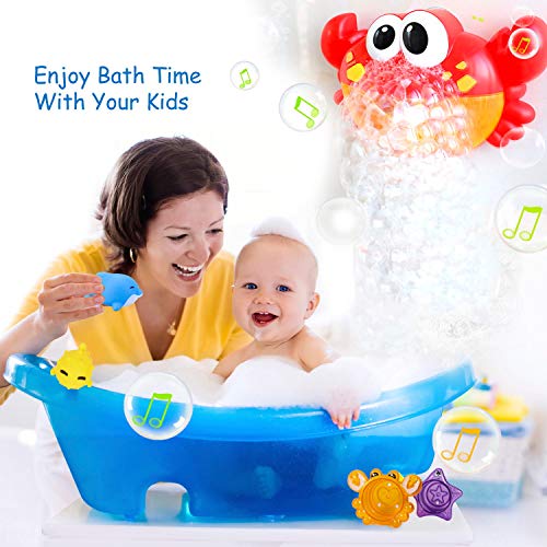 Joyjoz 3 in 1 Bath Bubble Machine, Automatic Bubble Maker for Toddlers with 12 Nursery Rhyme, 1000+ Bubbles Per Minute, Include Bubble Machine,5 Stacking Cups, 5 Squirting Dolls, Gifts for Kids