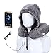L'ALYSSE Hooded Neck Pillow Airplane Travel Pillow with Music Earbuds (Grey)