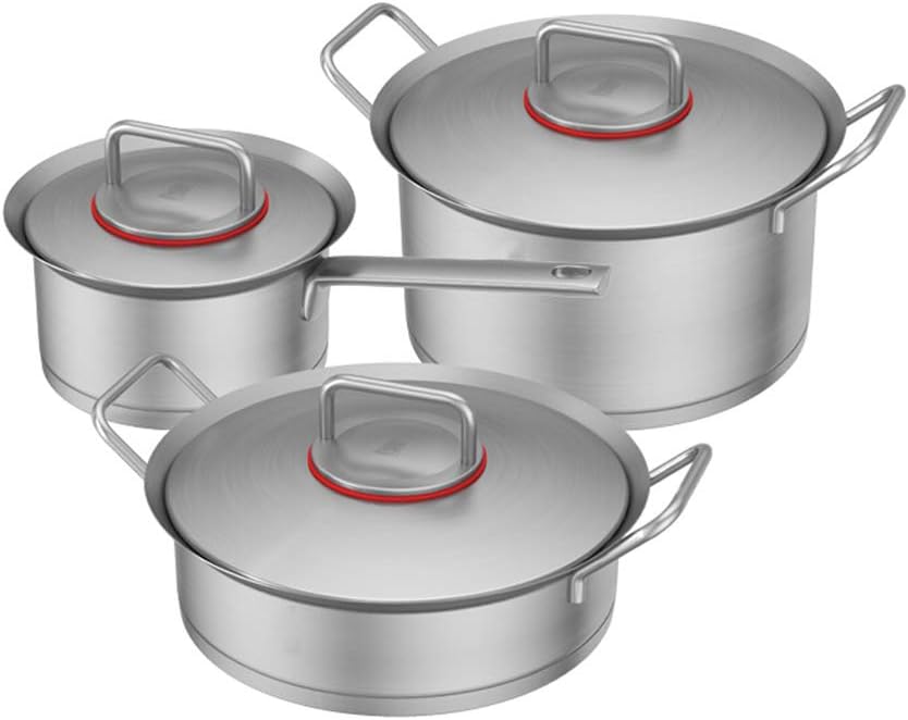 Stainless Steel Cookware Set, Casserole Steamer Frying Pan Soup Pan Milk Pan Uncoated Non-Stick Pan Suitable for All Kinds of stoves Gas Cooker Special
