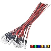 Vrabocry 12V 1.5 Hz Blinking LED Lights Emitting Diodes, Pre Wired 7.9 Inch DC 12 Volt 5mm LED 30pcs (6 Colors x 5pcs) Assorted Kit Clear Lens- White Red Yellow Green Blue Warm White Small LED Lamps
