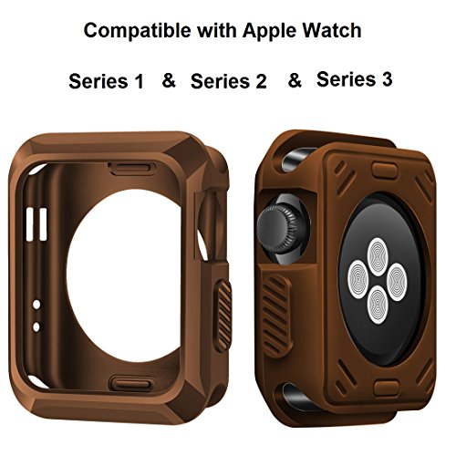 iiteeology Replacement for Apple Watch Case 42mm, Universal TPU Protective Case for Apple iWatch Series 3 Series 2 Series 1 (Matte Brown)
