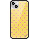 Wildflower Cases - Compatible with iPhone 13/14 | Protective Black Bumper, 6.5ft Drop Test Certified, Women Owned Small Business | Spots Aesthetic Trendy Cute | Polka Dot - Pink and Yellow
