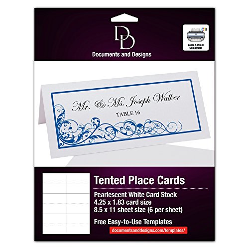 Scribble Vintage Swirl Printable Place Cards, Royal Blue, Set of 60 (10 Sheets), Laser & Inkjet Printers - Perfect for Wedding, Parties, and Special Events