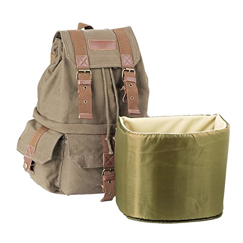 Koolertron Canvas DSLR SLR Camera Shoulder Bag Backpack Rucksack Bag