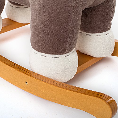 Labebe Wooden Rocking Horse for Toddlers, Boys & Girls, Rocking Animal/Rocker/Ride-on Toys for 1-3 years old, Stuffed Animal Seat, ASTM/CE/ Safety Certified, Creative Birthday Gift - Brown Donkey - Thumbnail 4