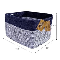 COMFY-HOMI 3PACK Rectangular Cotton Rope Basket