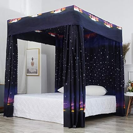 Amazon Com Galaxy Star Four Corner Post Bed Curtain Canopy For