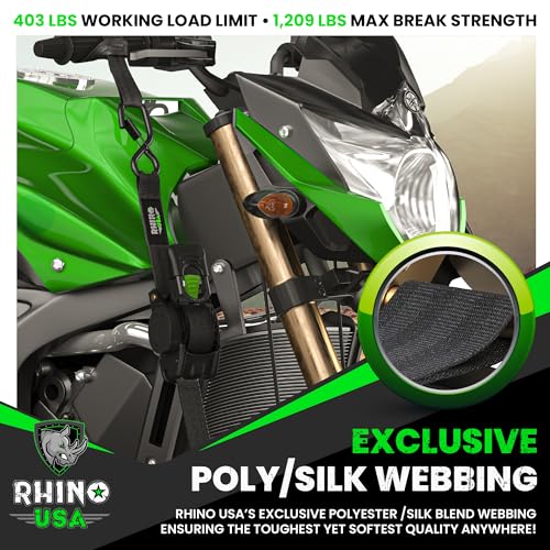 Rhino USA Retractable Ratchet Tie Down Straps (4PK) 1,209lb