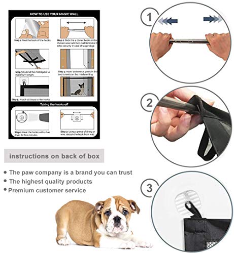 Upgraded Magic Gate for Dogs, Pet Safety Gate with Strong 3M Hooks, Mesh Dog Gate Portable Folding Safe Guard Install Anywhere-41\