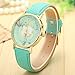 Women's Fashion World Map Pattern Casual Quartz Leather Dress Watch Mint Green/Gold