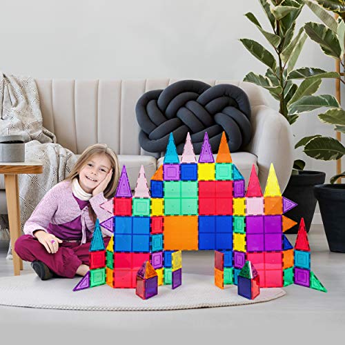 PicassoTiles 100 Piece Set 100pcs Magnet Building Tiles Clear Magnetic 3D Building Blocks Construction Playboards… - Image 3