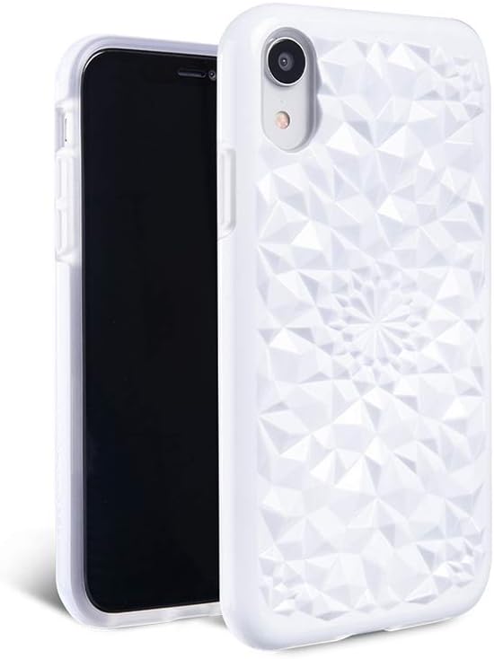 iPhone XR Case - FELONY CASE - Kaleidoscope CASE - 3D Geometric 360° Shock Absorbing Protective iPhone XR Case Protects Screen & Body (Gloss White Kaleidoscope Case)