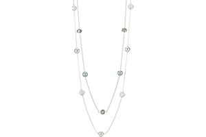 FULU AUTUMN Silver Layered Long Necklace for Women Pearl Crystal Sweater Strand Chain Necklaces Fashion Gifts