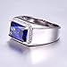 BONLAVIE Sapphire Rings for Men 7ct 8X12mm Rectangle Cut Created Blue Sapphire Rings Mens Siver Rings 925 Sterling Silver Rings for Men with White Cubic Zirconia Wedding Engagement Band Size 11