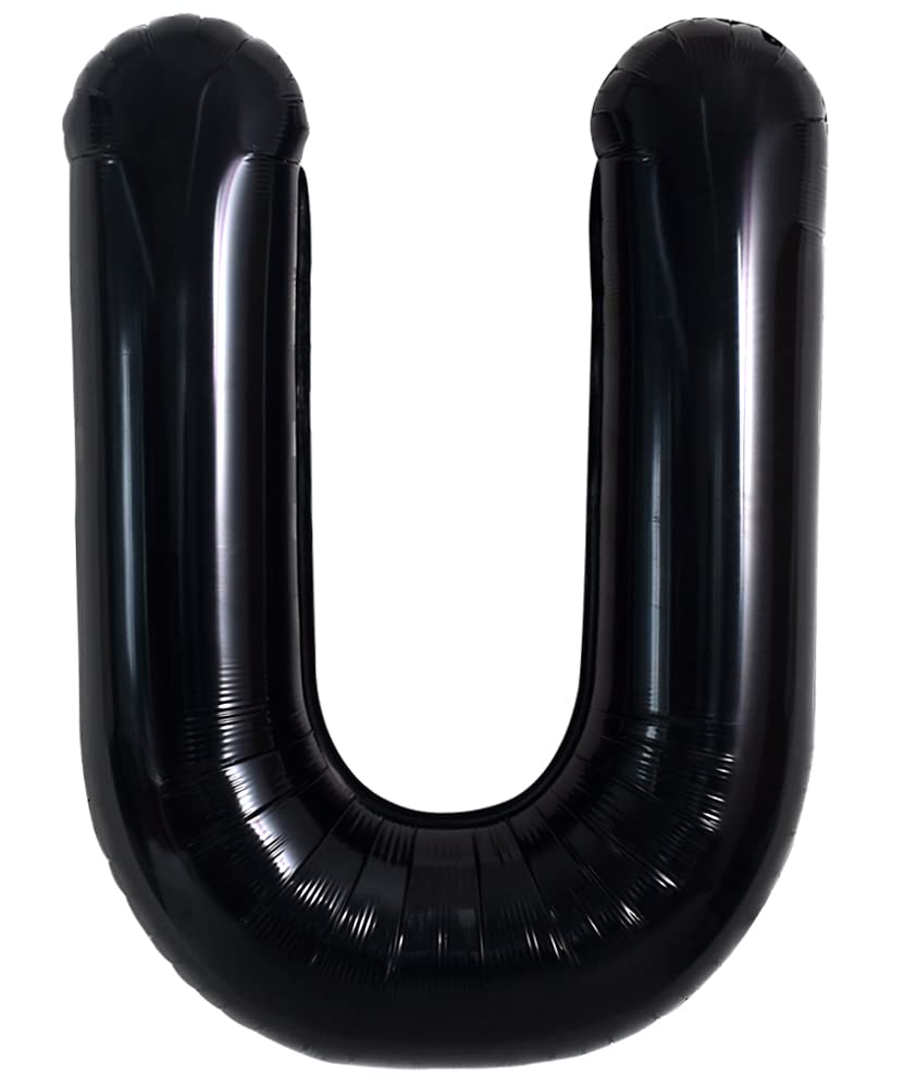 TONIFUL 40 Inch Large Black U Letter Jumbo Helium Balloons,Foil Mylar Big Alphabet Balloons for Birthday Party Anniversary Valentine's Day Supplies Decorations