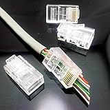 CESS-rj20 CAT6 Pass Through Type RJ45 RJ-45 8P8C Modular Ethernet Net Network End Plug Cable Connectors (LW) - 100 PACK