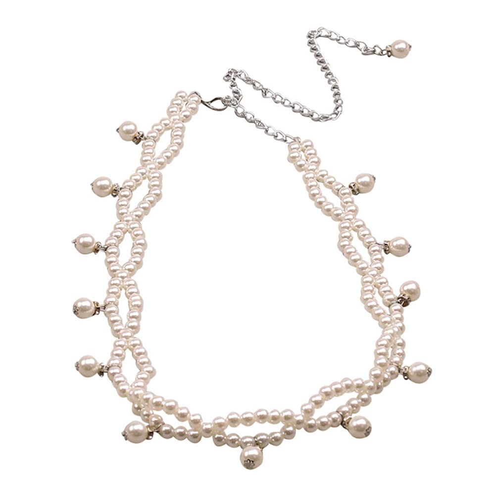 Amosfun Faux Pearl Waist Chain Adjustable Dress Belt Decorative Tassel Waist Belt Pendant Belly Body Chain Jewellery for Women Girls Ladies Jeans Trousers