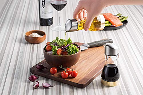 MITBAK Exquisite Oil & Vinegar Dispenser Set (7.5 Oz) | No Drip Acrylic Cruets for Oil, Vinegar, Salad Dressing, Soy Sauce & More | Functional, Leakproof Oil Dispenser Bottle for the Kitchen