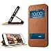 labato iPhone 6S Case, iPhone 6 Genuine Leather Stand Case Magnetic Cases/Covers Fold Stand & Window Open Case Handmade Folio flip case for Apple iPhone 6 4.7'', Brown