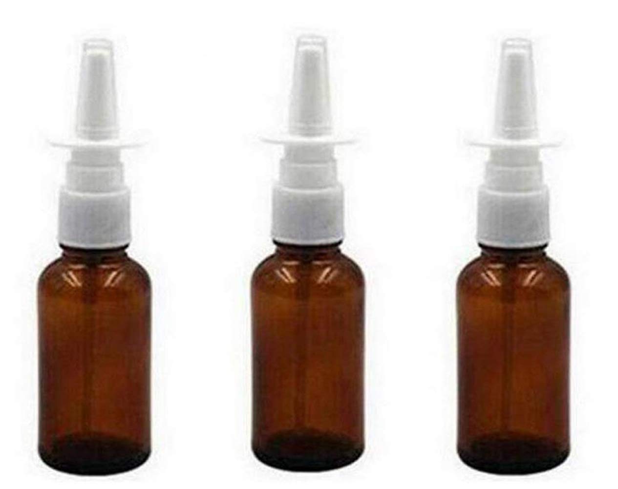 VASANA 3PCS Refillable 30ML / 1Oz Amber Glass Nasal Fine Mist Spray Bottles Makeup Perfume Storage Container Vials For Colloidal Silver & Saline Dispensing Wash