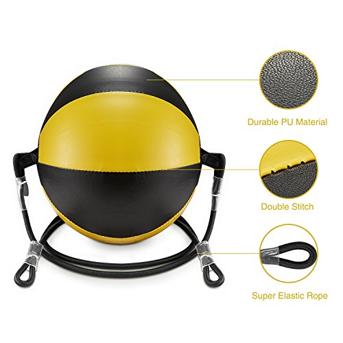 image for KUYOU Boxing Double End Speed Ball,Leather Boxing Ball Speed Training 