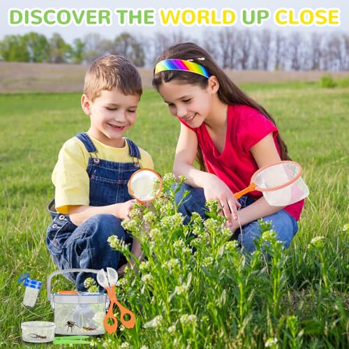 11 Piece Children's Explorer Kit, Insect Hunting Game with Magnifier, Butterfly Net, Observation Box and Tweezers, Outdoor Educational Toy Gift 3 4 5 6 7 8 Years Old