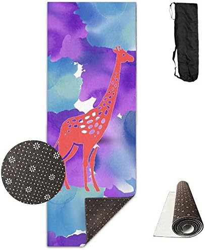 FHIEOMAT Unisex Red Art Giraffe Yoga And Pilates Mat Exercise Mat With Carrying Bag