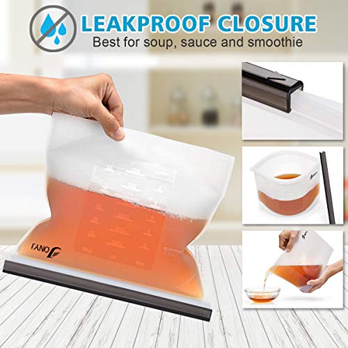 image for Reusable Silicone Food Storage Bags, JONYJ Bonus Stainless Steel Straw