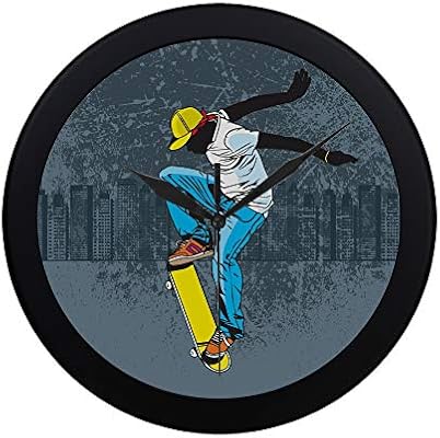 Amazon Co Jp Lnjkd 掛け時計 スケートボード 壁 おしゃれ 見やすい 軽量 24 5cm 部屋装飾 寝室 オフィス 子供室 ホーム キッチン
