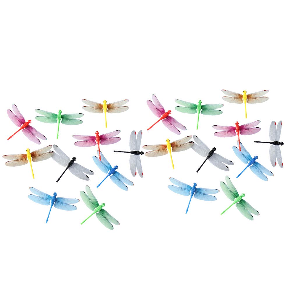 VORCOOL Home Decor 20pcs Magnetic Simulation Dragonflies Luminous Dragonfly Decor Flower Arranging Accessories for Curtain Refrigerator (Mixed Colors)