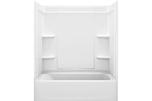 STERLING, a KOHLER Company Ensemble Medley, Series 7132, 60-Inch x 32-Inch x 75-Inch Bath/Shower with Right-Hand Drain, White