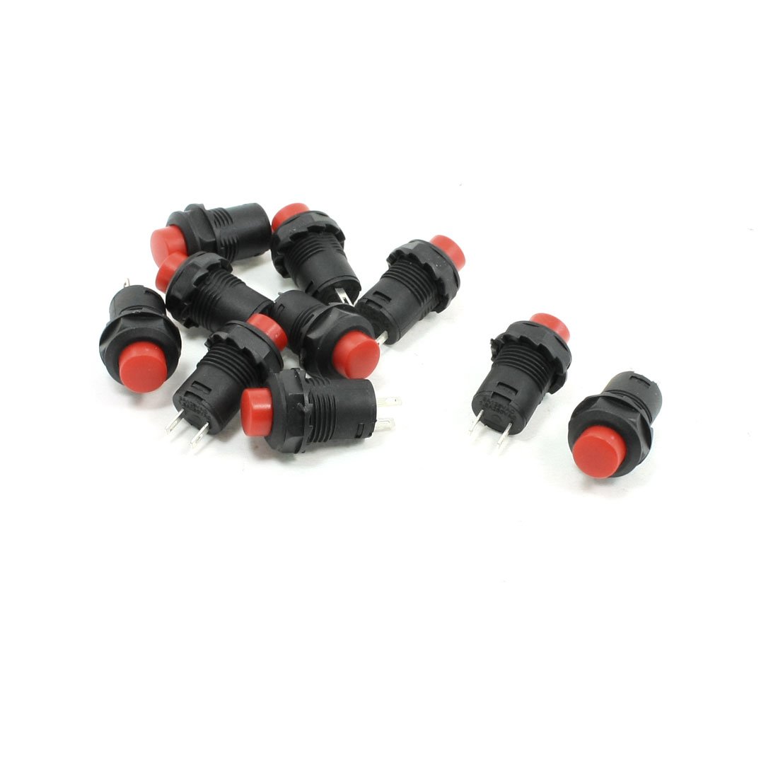 Sourcingmap a13052100ux0037 10 Pcs Momentary Action SPST Round Red Push Button Switch AC 125V 3A