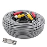FOCUSHD 100Feet Video Power BNC Cable In-wall Fire-rated CCTV Siamese Copper Cord Premade BNC DC Connectors For 720P 1080P Home Security Surveillance Camera DVR System-Dark Grey
