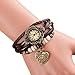 Bracelet Set RIUDA 2016 Quartz Weave Around Leather Bracelet Lady Woman Wrist Watch (Brown)