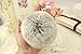Cy3Lf Gold Plated Keychain Rabbit Fur Ball Pom Pom Keychain for Car Key Ring Handbag Tote Bag Pendant Gray
