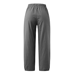 SMIDOW Linen Capri Pants for Women Plus Size