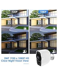 Wireless Security Camera, IP65 Waterproof Rechargeable WiFi Home Security Camera, Indoor Outdoor 1080p IP Surveillance System with Motion Detection, Night Vision, 2-Way Audio Talk on iOS, Android App